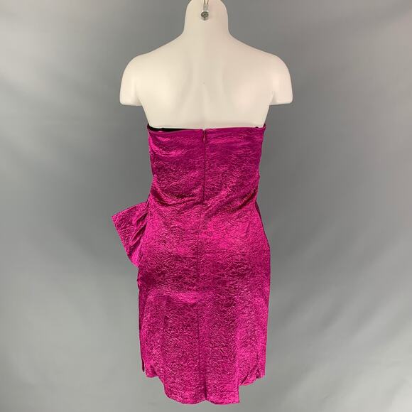 RONNY KOBO Size XS Carolayna Pink Fuchsia Polyamide Blend Wrinkled Bow Dress - Picture 3 of 4